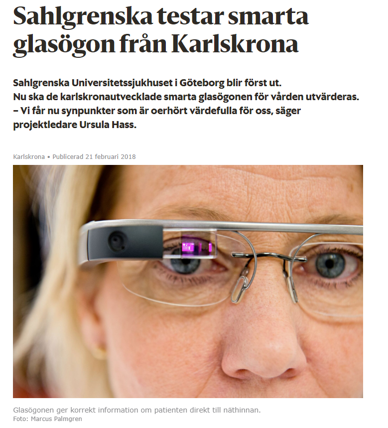 Sahlgrenska testar smarta glasögon från Karlskrona