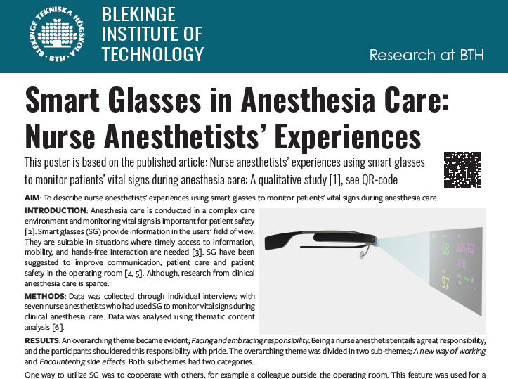 Smart Glasses in Anesthesia Care: Nurse Anesthetists’ Experiences